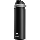 32 oz Insulated Water Bottle for Sports: Meoky Stainless Steel Water Bottle with 2-in-1 Straw and Spout Lid - Leak Proof, Cold for 24 Hours, Protective Silicone Base, BPA-Free for Gym, Night