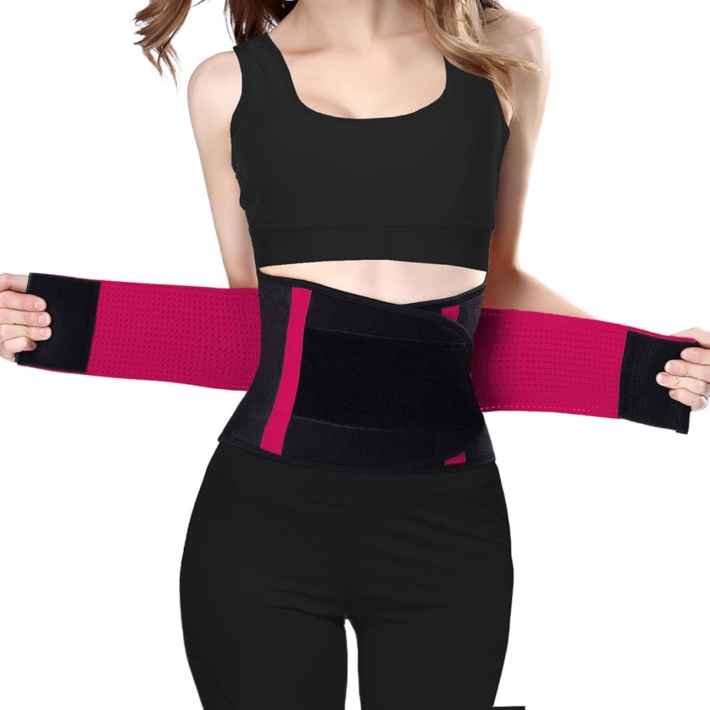 Gepoetry Waist Trainer Body Shaper Workout Waist Cincher Sport Waist Trimmer Belt Girdle Shaperwear For Men Women Small Rose Red