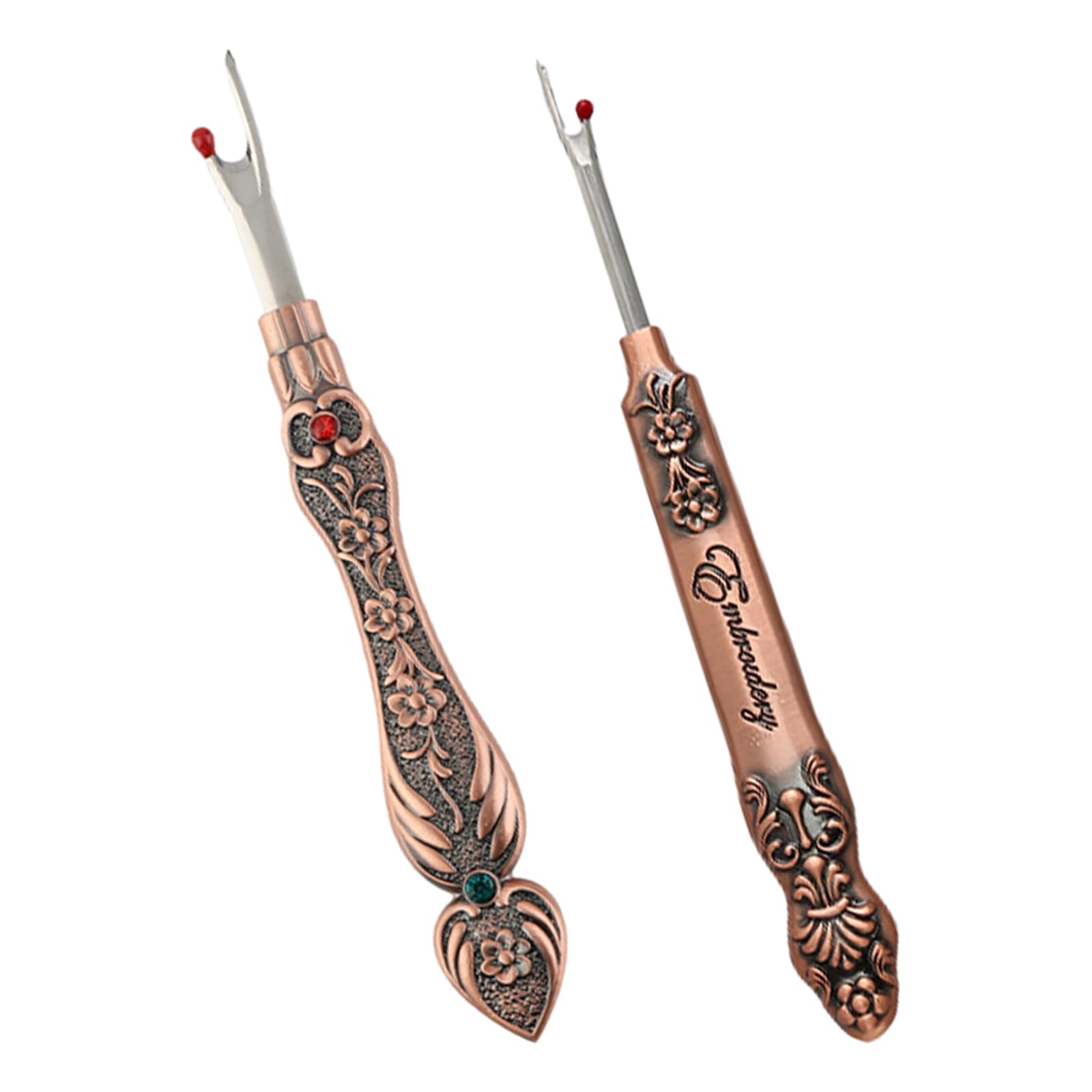 URROMA Classic Floral Patterned Unpicker, 2pcs Vintage Floral Patterned Stitch Thread Unpicker for Quick Unpick Sewing Tool for Hemlines