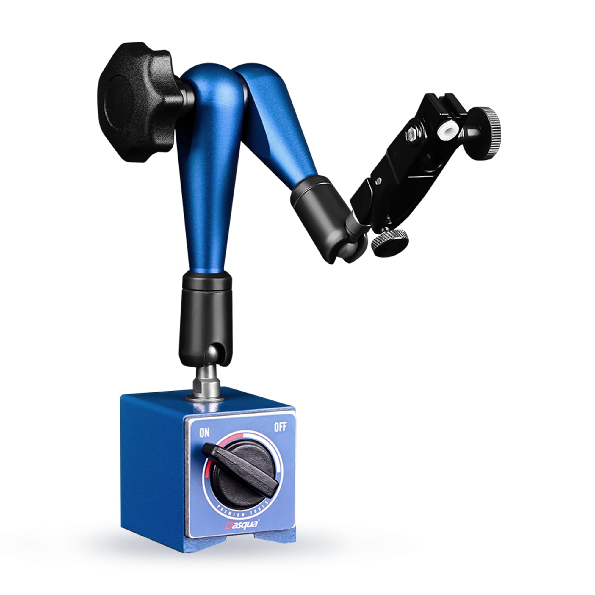 Photo 1 of Dasqua Industrial-Strength Magnetic Base Indicator Holder with Fine Adjustment, Heavy Duty dial gage Holder with Swivel clamp, 176lb/80kg Max Pull