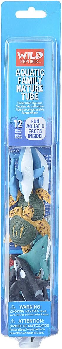 Wild Republic 21669 Animal Figurines Figures Aquatic Family Playset, Nature Tube, 12 Pieces, Multi, Multicolor - Image 3