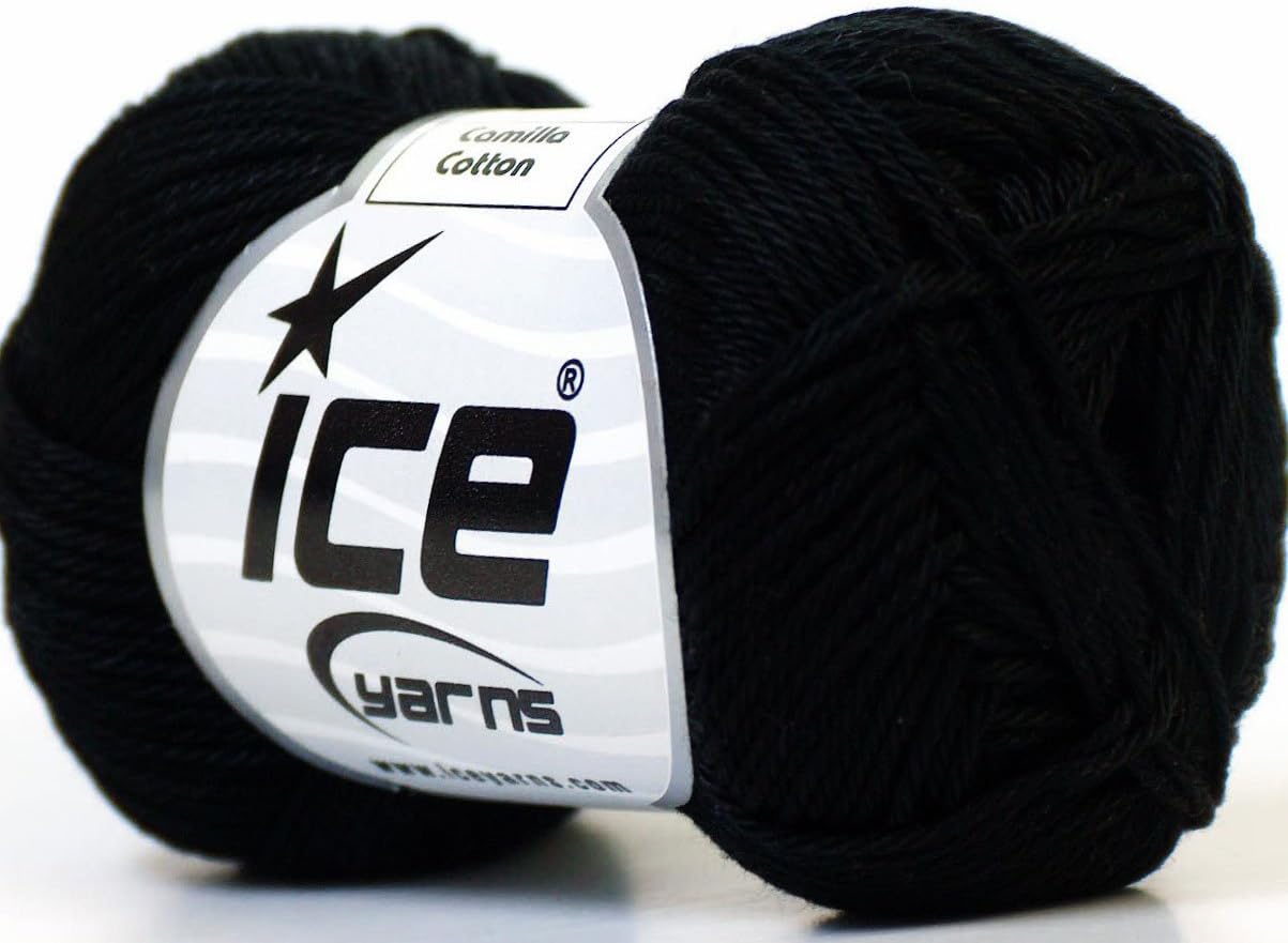 Lot of 6 Skeins Ice Yarns CAMILLA COTTON (100% Mercerized Cotton) Yarn Black