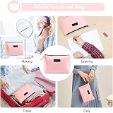 Maange Small Travel Cosmetic Bag Pink Waterproof PU Leather Portable Pouch view 8