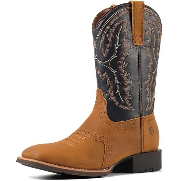 Amazon.com | Western Square Toe Boots for Men (Brown (Bull Design
