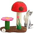 Sasapet Cat Scratching Post, Mushroom Claw Scratcher Small Cat Tree House Traning Interactive Toys for Indoor Kittens, Cats