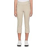 PGA Tour Womens 22” Pull-on Golf Capri Pants with Tummy Control, Performance Stretch, Moisture-Wicking, Sun Protection