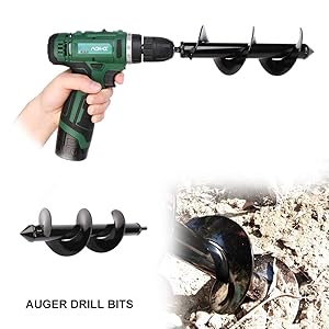 Garden Auger Drill Bit Digging Bulb Drill Bit Garden Plant Flower Bulbs Auger Rapid Planter Bulb Farm Planting Spiral Digger Tool for Bedding Bulbs Seedlings (3inch x 12inch )