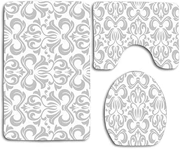 Cortinas grises Barroco Abstracto Damasco antiguo Cortinas Follaje