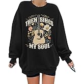 KIEKIECOO Oversized Christian Sweatshirts for Women Faith Bible Verse Printed Pullover Inspirational Music Long Sleeve Tops