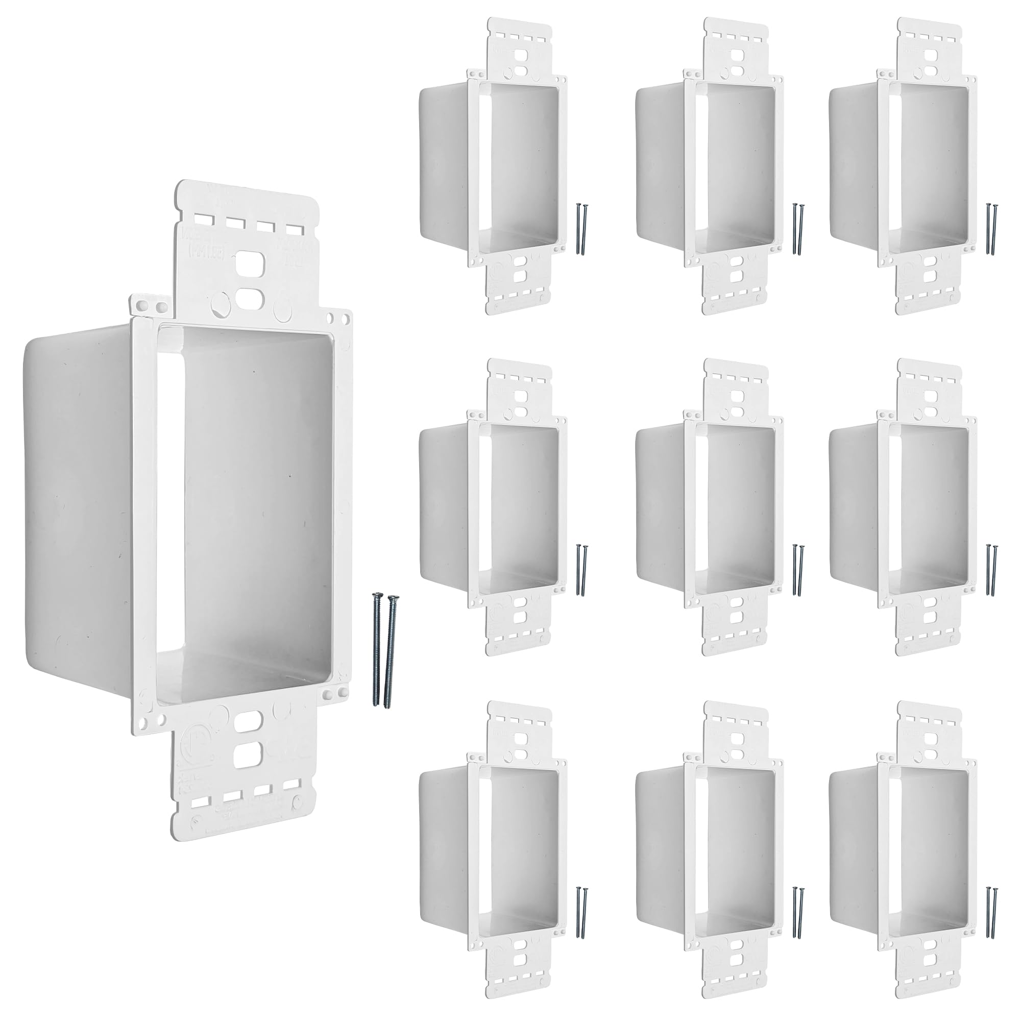 Photo 1 of BestMounts - 10 Pack Electrical Power Outlet Box Extender Kit – Single Gang Box Extender - Single Receptacle Heavy Duty Plastic (White)