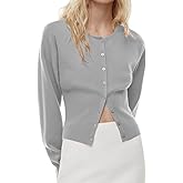 OFSOAK Womens Cropped Sweaters Fall Button Down V Neck Long Sleeve Pullover Solid Casual Ribbed Knit Slim Fit Cardigan