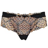 Astraea Sassy Sweet-Floral Lace Push-up Bralette Fully Adjustable Straps Sexy Lace Trim Cheekster Panty (Golden)