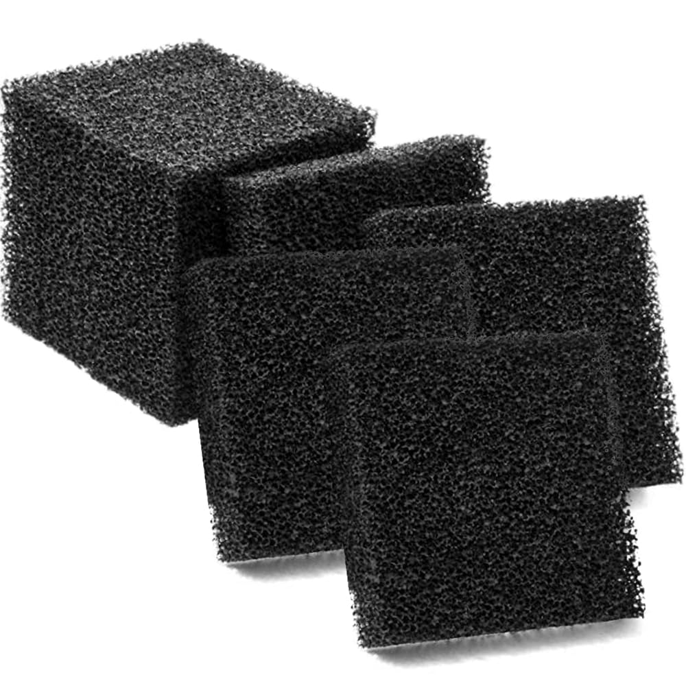Beatific Pack of 8 Aquarium Filter Sponge, Activated Carbon, 95 x 95 x 25 mm, 10PPI High Density Biochemical Cotton, Multiple Filtration, Repeated Use, Suitable for Filtering Dirt in Aquariums