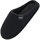 ONCAI Women's House Slippers, Cushion Memory Foam Waffle Upper Home Comfortable Warm Winter Cozy Soft Lightweight Indoor Best House Shoes Non-slip Rubber Sole US Size 5-11