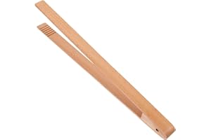 COLLBATH 32cm Wooden Food Clips Tongs for Toast Bread and BBQ, Beechwood Kitchen Utensils for Cooking and