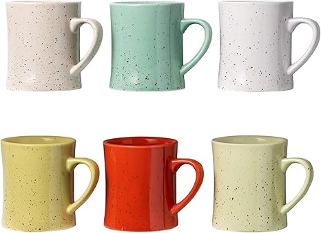 Ceramic Vintage Coffee Mugs - Set of 6 