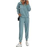 PRETTYGARDEN Long Sleeve Half Zip Sweatsuits Women 2 Piece Outfit Spring Casual Sweatshirt Sweatpants Lounge Set Tracksuit