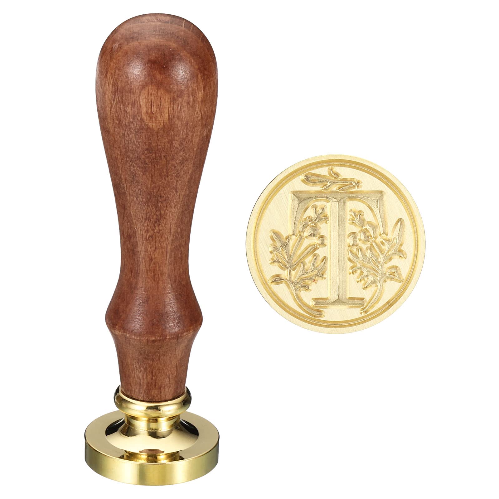 PATIKIL Alphabet T Wax Seal Stamp, Initial Letter Sealing Wax Stamp Classic Retro Removable Brass Head Wooden Handle for Envelope Invitation Cards, Style 3