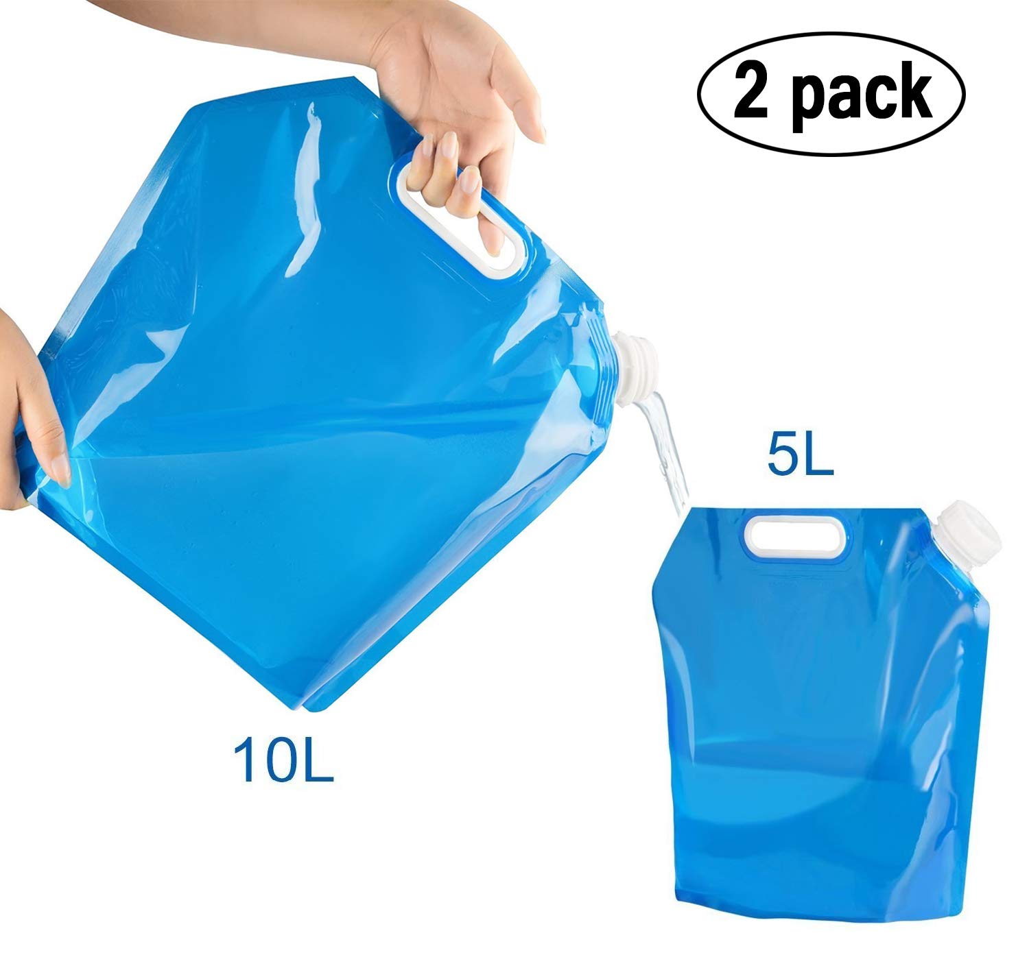 Folding Water Bag, Portable Foldable Water Contanier [5L + 10L] Water Tank for Hiking Camping Picnic Travel BBQ by Amison