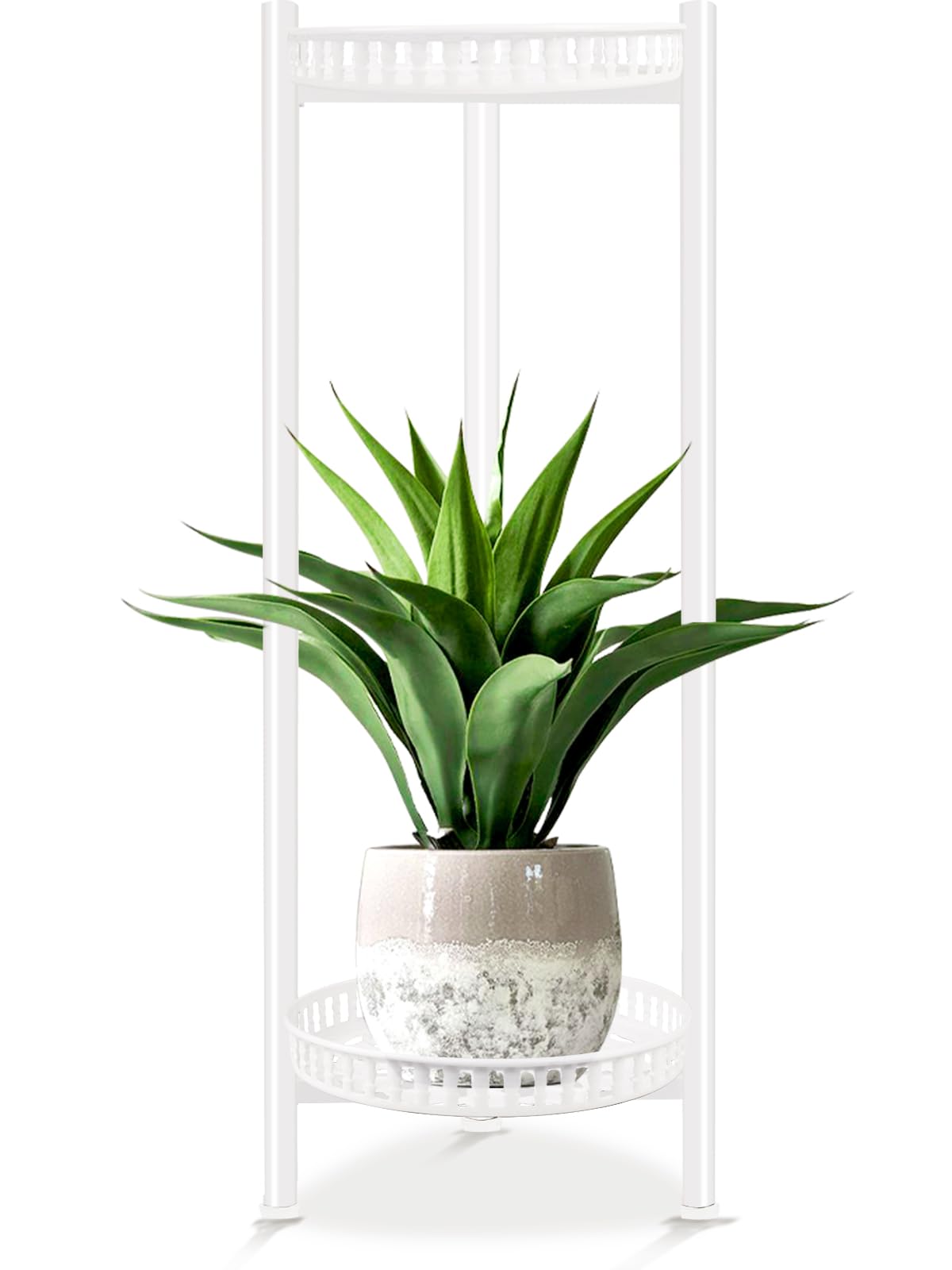 Photo 1 of Plant Stand Indoor Outdoor, 30'' Tall Plant Stand, 2 Tier Metal Plant Shelf, Heavy Duty Display Rack White Flower Stands for Living Room, Corner, Deck