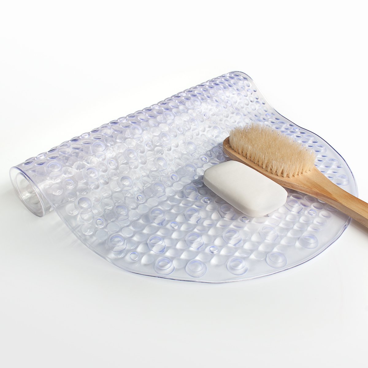 Bligli Bath, Shower, and Tub Mat, Antibacterial, BPA, Latex, and Phthalate Free, Long Enough, Machine Washable, Highest Quality Materials (Clear: Rectangle 15.35\'\' x 27.17\'\')