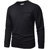 MAGNIVIT Men's Long Sleeve Cotton Shirts with Pocket Crew Neck Casual T-Shirt Regular Fit Solid Top Soft Shirt 2026