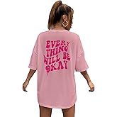 SOLY HUX Graphic Tees for Women Summer Casual Letter Print Short Sleeve T Shirt Loose Oversized Tee Tops