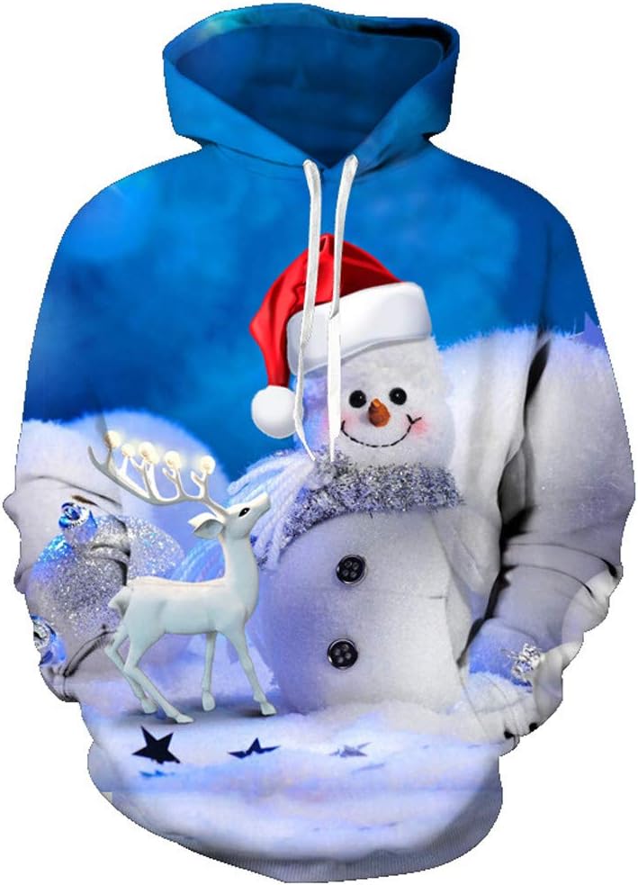 Weilov Teen Kids Christmas Hoodie Sweatshirt Children Boy Girl 3D Snowman Tops OutfitsTops Cotton Printed Blend Long Sleeve Great for Casual Daily Party or Photoshoot