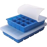 1 Tbsp &amp; 2 Tbsp Silicone Freezer Molds - Perfect for Storing Garlic, Herbs, Ginger, Pesto, Tomato Paste, Lemon Juice,Vegetable Purees,Purees and More - Silicone Food Freezer Tray (Blue 2 Pack)