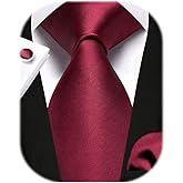 Enlision Mens Ties Solid Color Satin Necktie Ties for men Handkerchief Cufflinks Pocket Squares for Wedding