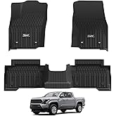 3W Floor Mats for Toyota Tacoma 2024 2025 2026 Double Cab(Not Fit Hybrid & XtraCab), TPE All Weather Custom Fit Floor Liner for Tacoma TRD/SR/SR5/limited Car Liners(Automatic Transmission)