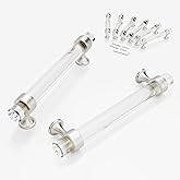 CEYMIO 6 Pack Glass Cabinet Handles and Pulls for Cabinets and Drawers, Kitchen Bathroom Bedroom Brushed Nickel Pull Door Handle Distance Glass Crystal Knobs 128 mm