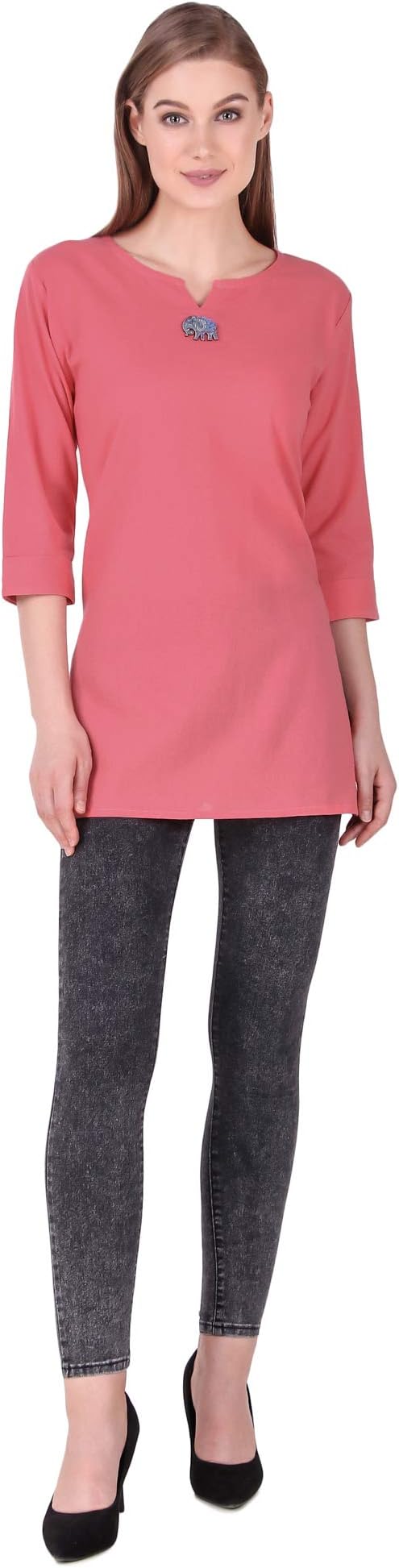 ROSETTE Straight Short Kurta For Women - Plain Blue