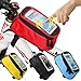 JOY COLORFUL Bicycle Bags Bicycle Front Tube Frame Cycling Packages 4.2,4.8,5.5 inches Touch Screen Mobile Phone Bags Professional Bicycle Accessories (Red, Large)