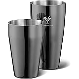 KITESSENSU Black Cocktail Shaker Set, 2-Piece Boston Shaker Set for Drink Mixing, Premium 18/8 Stainless Steel Martini Shaker