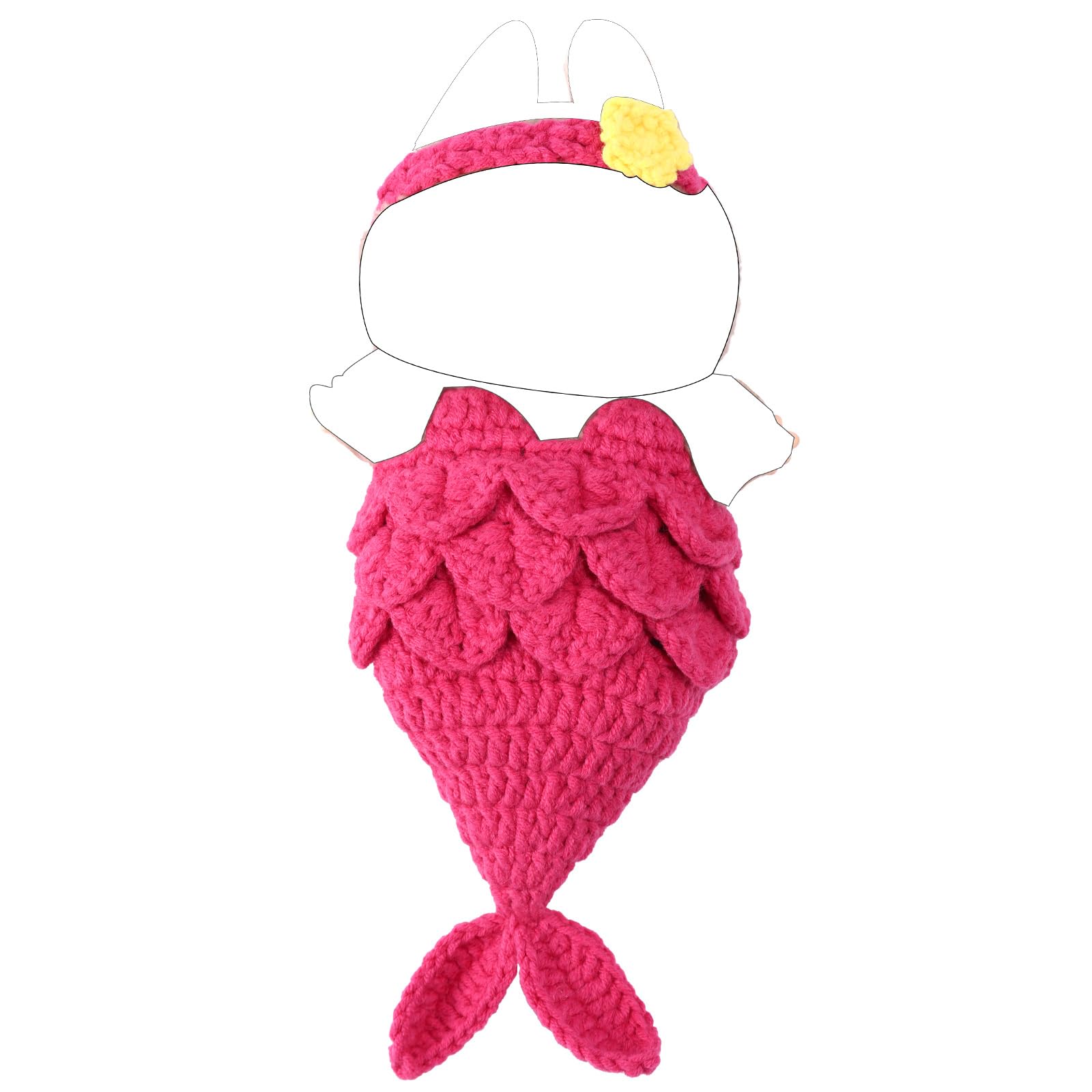 Lyreh Clothes Set for Doll, Wool Mermaid Outfit Clothing with Hairband Cute Kawaii Fashion Costume Accessories for Dolls (Rose Red)