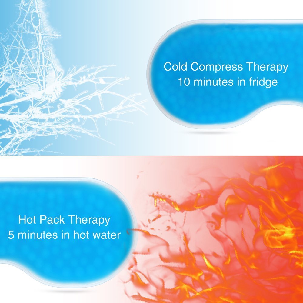 PLEMO Sleep Mask, Gel Pack Eye Shade Set, Hot & Cold Therapy for Insomnia, Puffy Eyes & Dark Circles