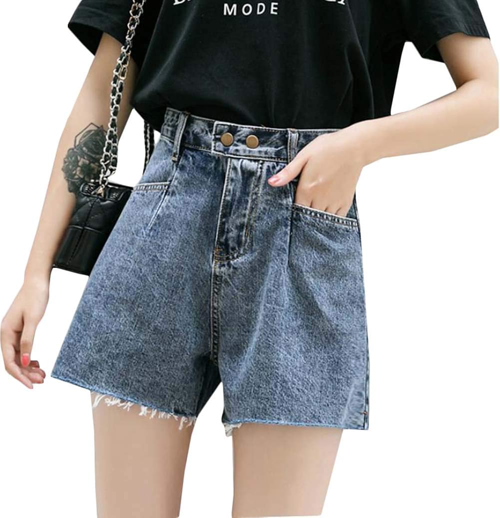 Amazon Co Jp Mlboss Women S Shorts Denim Shorts Distressed Jeans Fashion Slimming Stylish Casual Hot Pants Korean High Waist Denim Showpants A Line Summer Bule Clothing Accessories