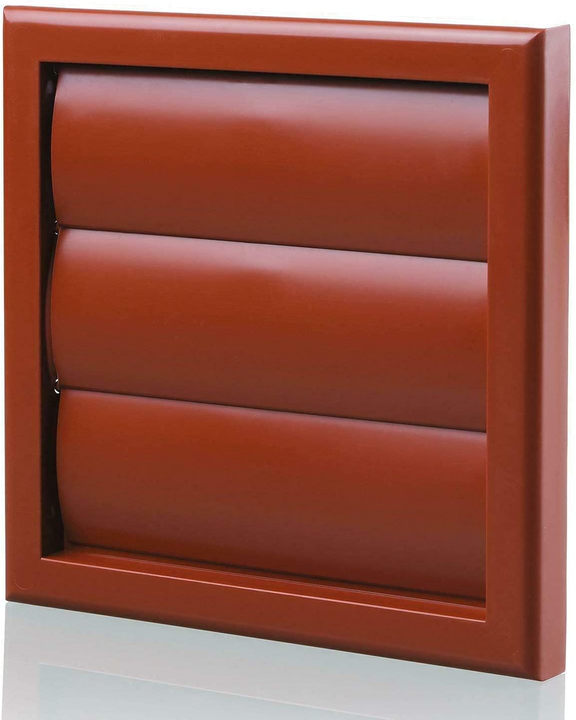 Vents 125mm Terracotta Gravity Shutter Grille – 185x185mm Diameter External Vent Cover for Bathroom, Kitchen, Extractor Fans & Ducting