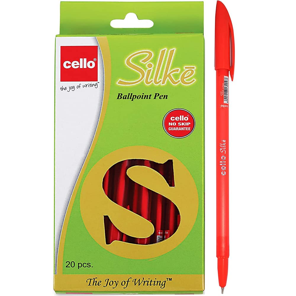 Cello Slike Ballpoint Pen Fine Point Stick Ball Pen - (0.7 mm) Red pens