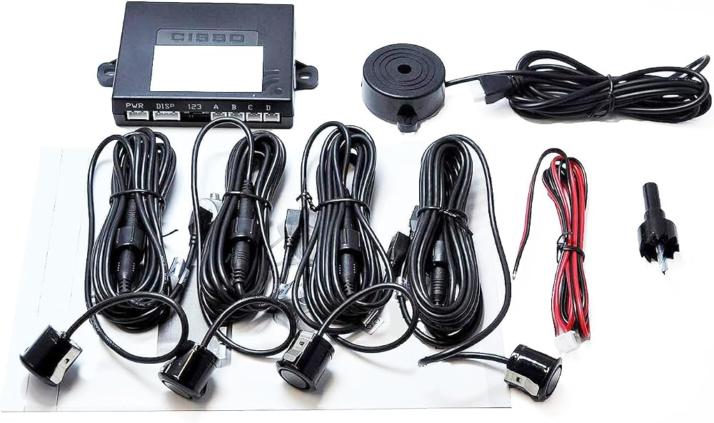 CISBO 18mm Detachable Rear Parking Sensor Kit 4 Sensors Audio Buzzer Matt Black