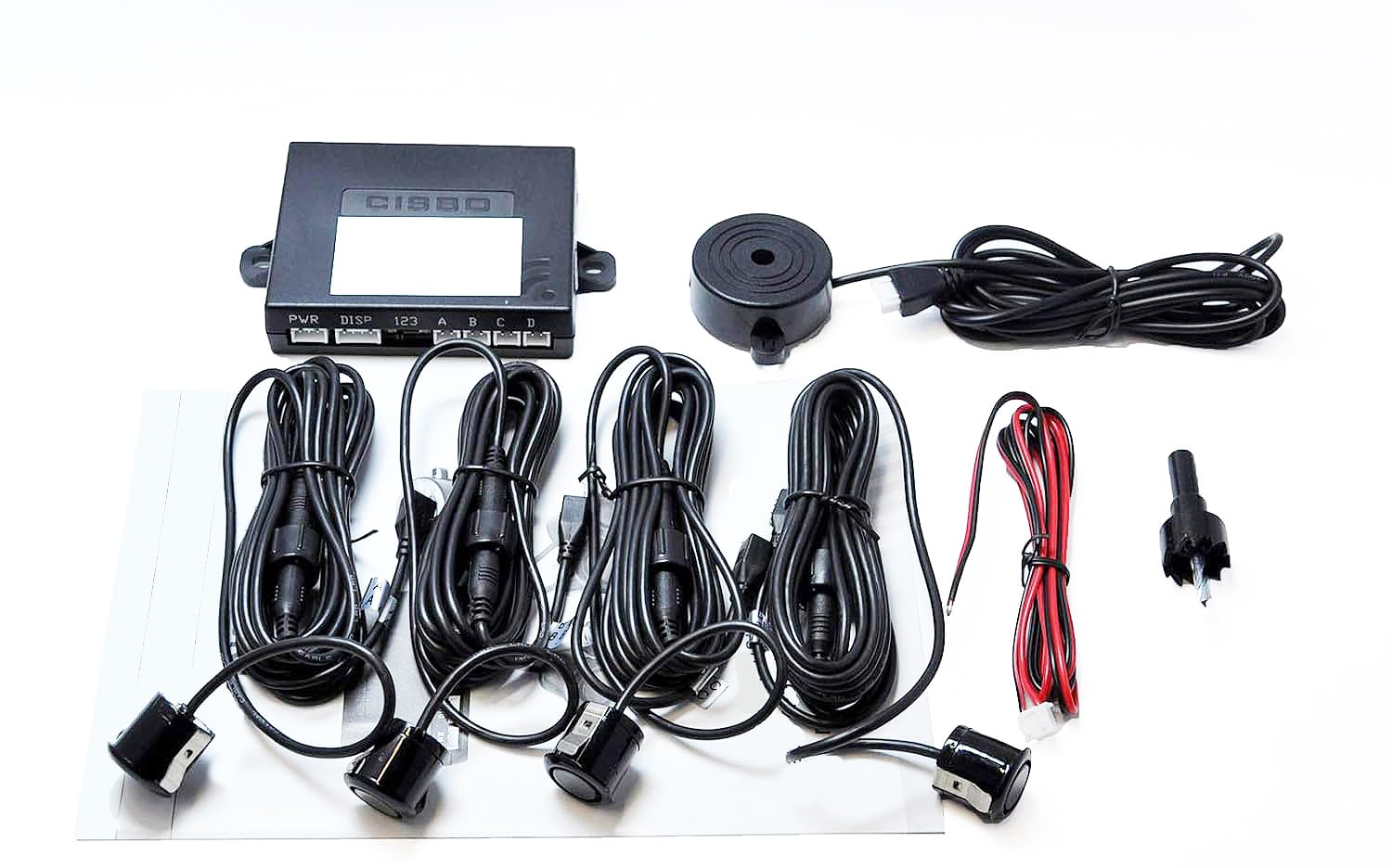 CISBO 18mm Detachable Rear Reverse Parking Sensor 4 Sensors Kit Audio Buzzer Kit (Silver)