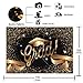 Funnytree 7X5FT Durable Fabric Class Graduation Prom Photography Backdrop Black and Gold Bachelor Cap Ribbon Grad Celebration Party Banner Background for Picture Photo Photobooth Decoration