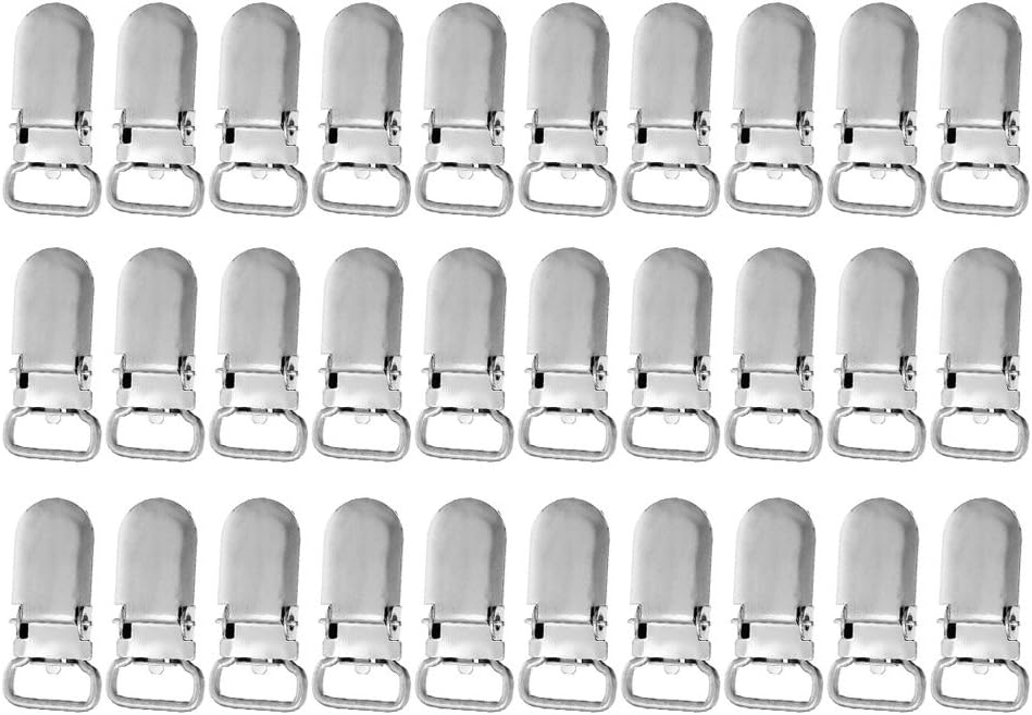 Dabixx Round Mental Baby Pacifier Clip Soother Clasps Pacifier Clips Suspender Clip Dummy Clip Mental Holders 30 Pieces 2.7×1.3cm/1.06"×0.51"