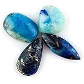CRYSTALIS Wholesale 4pcs Blue Copper Afghanite, Natural Loose Gemstone, Bulk Cabochons, Jewelry Making Supply, Chakra Healing Polished Stones, Wire Wrapping, DIY, Gem Collection, 14-18mm
