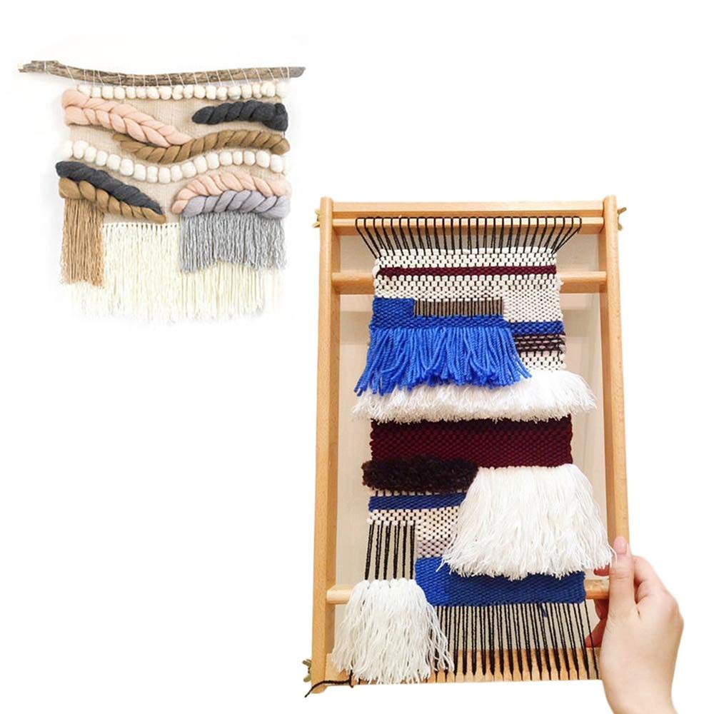 Wooden Loom Kit Hand-Knitted Machine DIY Weaving Children Safety for Beginner, Childs, Friends 40×29CM