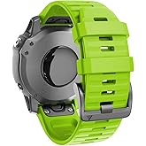 ANCOOL Compatible with Fenix 6X/7X Band 26mm Quickfit Soft Silicone Watch Band Replacement for Fenix 5X/Fenix 8 51mm/Fenix 5X Plus/Fenix 3/Fenix 6X Pro/Descent Descent MK2i Smartwatches (Green)