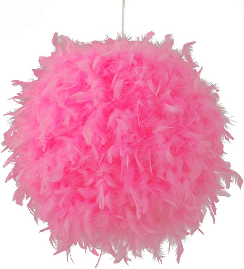 Feather Ceiling Pendant Light Shade Pink Simple Ball E27 Lampshade Floor Lamp Decorative Droplight for Living Room Bedroom