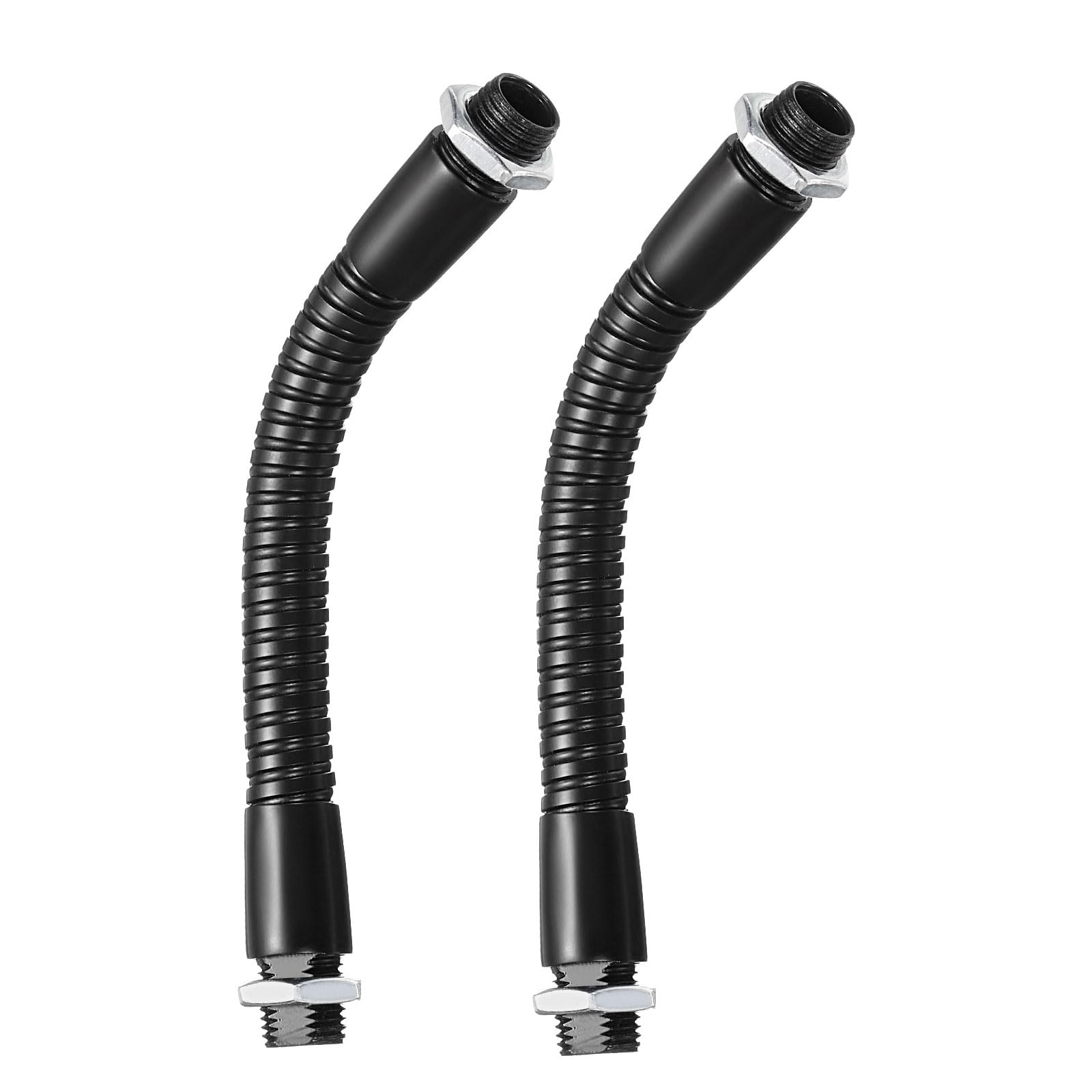 PATIKIL 4.7" Universal Gooseneck Hose, 2pcs M10 Fine Thread Bendable Metal Hose Flexible Arm Tube Extension for Lamp DIY Equipment, Black