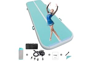 CZGBRO Gymnastics Mats Tumbling Track Mat, Air Mat Tumble Track Inflatable Training Mat 4 inch Thickness With Carry Bag Electric Pump For Home Use, Cheerleading, Yoga, Water Exercise